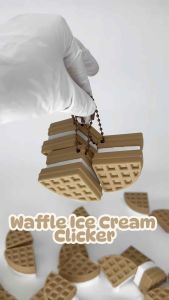 CLICK-ET! Waffle Ice cream Clicker Keychain by Slycelab 3DPrinted Cute Fidget Toy for Stress Relief