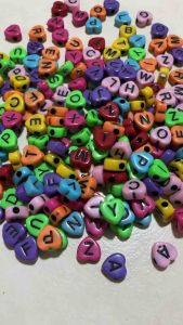 150 pcs heart beads alphabet abc letters heart beads mix colors size 7 mm mix colors