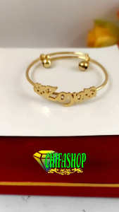 gelang HK stel ukir nama sendiri titanium elegant lapis emas 24k