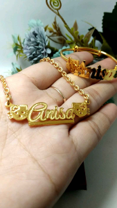 Satu Set Kalung & Gelang Hellokitty Perhiasan Ukir Nama Murah