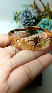 Gelang Custom Nama Gelang Nama Titanium Anti Karat Gelang Pakai Nama Sendiri Gelang Ukir Nama Sepuh Emas