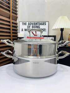 Bộ Nồi Kèm Xửng Hấp Chockmen CKM150 Size 26cm Inox Cao Cấp 3 Lớp Dùng Mọi Loại Bếp