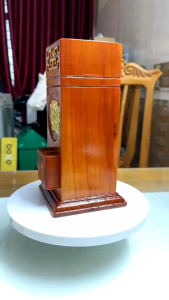 Hộp đựng nhang hộp gỗ đựng hương khắc bông sen thiếp vàng
