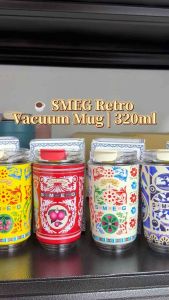 SMEG Cup Retro Design 320ml Coffee Thermos Cup Vacuum Mug No-Spill Lid Perfect for Car Cup Holder Office & Driving Use
