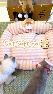Comfortable Sofa Bed - Soft Calming Bed for Cats & Dogs Anti-Slip Rectangular Cushion for Small to Medium Breeds