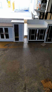 ตู้ครัวอลูมิเนียม ตู้วางเตาพร้อมเก็บถัง 120 CM