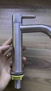 Vòi lavabo lạnh inox SUS 304 (18CM) vòi lavabo inox cao cấp dùng cho chậu rửa mặt (vòi rửa mặt nước lạnh)