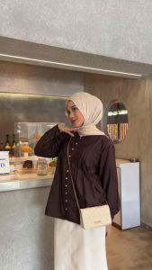 Freya Blouse Rempel - Atasan Wanita Polos Aksen Plui