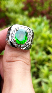 Cincin Batu Permata Green Zamrud Aquamarine