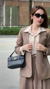 Áo Blazer Nữ Không Cổ Trơn Dáng Basic Sang Xịn Cao Cấp