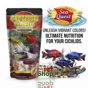 Sea Quest Cichlid Ultimate Color Fish Food - Premium Mesh Pellets for Vibrant Growth & Color 150g