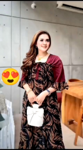 dress jenna serut dada viral kekinian - dress serut dada motif terbaru kain rayon adem halus dan nyaman