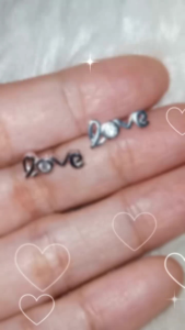 silver 925 (ems153)love stud earrings