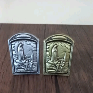 Pajangan Meja Rohani Gambar Maria Fatima dan 3 Anak Katolik TD Metal