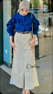 Cantiqu - kenzy cargo skirt Rok korean style katun twill