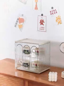 ORGANIZER RAK KOTAK PENYIMPANAN KOSMETIK GELAS MAINAN KOLEKSI DENGAN TUTUP COSMETIC STORAGE DRAWER