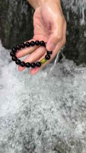 Vòng Tay Tròn Gỗ Trắc Đen Mix Đá Omani - Mỹ Nghệ Cao Mộc An