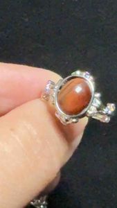 (Real Unit) Red Tiger Eye Adjustable ring Silver Plated 红虎眼可调节戒指 Cincin boleh laras (S/n: 3281004-8)