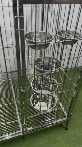 STAINLESS 304 HANGING FEEDING RING WITH BOWL FOR DOG AND CAT CAGE.. HEAVY DUTY