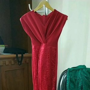 Dress Pesta Natal Brokat Scuba Michele