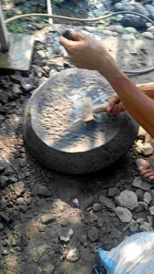 cobek pahat 55cm 1set batu asli gunung