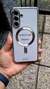 Case For Samsung Galaxy A56 5G Soft Case List Chrome Transparan lensa protector Magsafe wireless Charger Magnetic Casing Silikon Cover