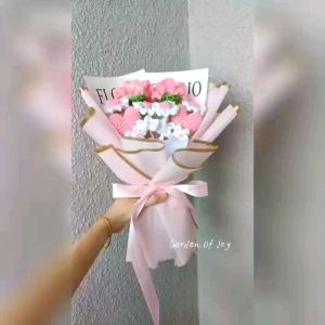 Knit Crochet Carnation Bouquet Flowers Mother Day Flowers Daisy Birthday Bouquet Bunga 针织花束