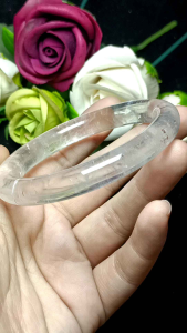 (Certificate) Premium Quality Clear Quartz White Quartz Crystal Bangle 57mm +-（附证书）极品天然白水晶手镯天然无优化超冰透  57mm+-