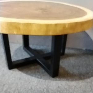 CLEARANCE STOCK ONE WHOLE PIECE LIVE EDGE SUAR SOLID WOOD COFFEE TABLE(IRREGULAR  ROUND SHAPE (80x80cm)
