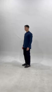 Vanfive Kemeja Koko Pria Kotak Kotak Shanghai Lengan Panjang ZAID Navy