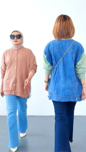 Jacket Judy Baseball Jaket Wanita Babytery Import Hijau Coklat Oversize Jumbo Bigsize XXL