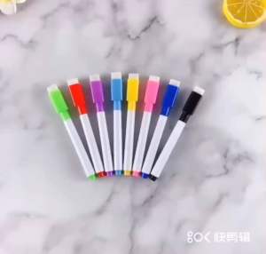 8Pcs Magnetic Colorful White Board Marker With Eraser Color Ink White Board Marker Set