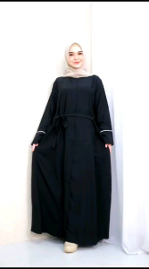 Abaya Jetblack M-XXL: Gamis Stripe Kekinian & Gamis Lebaran