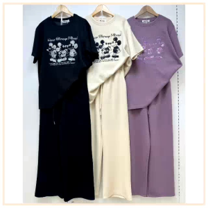 ชุดเซ็ต 2 ชิ้น (มี 6 สี) เสื้อโอเวอร์ไซส์ + กางเกงขายาว ผ้าเนื้อดีงานสวย ชุดใส่เที่ยว ชุดสวยๆ ชุดลำลอง