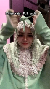 Mukena Atas Bawah Berlengan Adelia Mukenah Potongan Ada Lengannya Telekung Wanita Terbaru Bahan Katun Premium