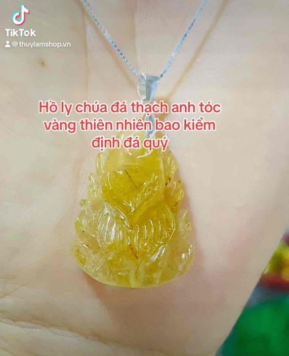 Mặt dây chuyền hồ ly chúa đá thạch anh tóc vàng thiên nhiên | Lazada.vn