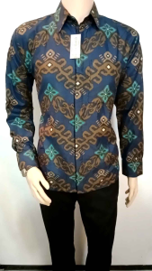 Kemeja Batik Bintang Navy Art Batik Super KODE 008 & Batik Pria Lengan Panjang Motif Galaxy Biru
