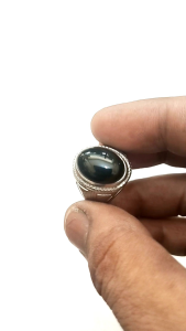 Cincin Batu Kecubung Tanduk Hitam Pekat