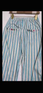พร้อมส่ง กางเกงขายาวลายทางฟ้าขาว ฟรีไซส์ เอวยางยืด สไตล์ลำลอง มีกระเป๋าหน้า2ข้าง ผ้าร่องพริ้ว ใส่สบาย ผ้านุ่ม ไม่หนา กางเกงผู้หญิง กางเกงแฟชั่น