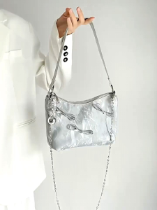 Tas slempang kulit wanita tas Bahu cewe tas mewah kekinian Tas slingbag rantai JS.8398