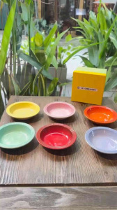 TÁCH LẺ 1 Chiếc đĩa sâu lòng 15cm - cao 3cm : cầu vồng Le creuseet 6 màu: Dùng được máy rửa bát lò vi sóng