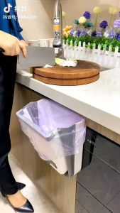 Foldable Kitchen Dustbin Rubbish Bin Folding Trash Garbage Basket Food Waste Bin Cupboard Door Hanging Car Bucket