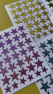 Stars Sticker Shinny Stars Emoji Good Quality [SG Seller] Colorful Heart Alphabet Animals Bears Numbers Wedding Sticker Gold Silver Blue Red Purple Rainbow Star Happy Star Small Big Star mygiftskingdom