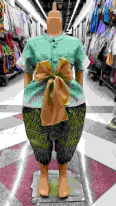 ชุดไทยพี่หมื่นเด็กชายผ้าไหมทอลาย+โจงกระเบนผ้าใหมสีพื้นอย่างดี(แถมผ้าคาดเอวทุกชุด)