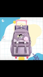 New Arrival Tas Ransel Trolly Anak SD & SMP: Tas Anak Sekolah Troli Dorong Motif KUROMI Korea