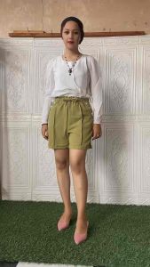 Celana pendek kancing saku bahan crinkle airflow / hotpants wanita kancing crinkle airflow premium