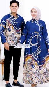 Batik Couple Keluarga Terbaru Motif Catra Navy - Sarimbit Batik Keluarga - Baju Batik Keluarga - Baju Batik Couple - Batik Couple Suami Istri - Batik Pasangan - Atasan Batik Couple