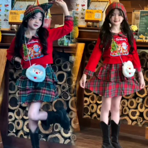 ชุดแซนตี้ ชุดซ่านตี้เด็ก ชุดคริสต์มาสเด็กผู้หญิง เซท 4 ชิ้น