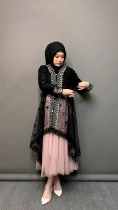 Lexia Outer Tunik Hitam Bracode Lace Outer Atasan Wanita | Outer Kondangan | Outer Renda | Outer Pantai | Outer Brokat | Outer Tille | Outer Organza | Outer Lebaran Pesta