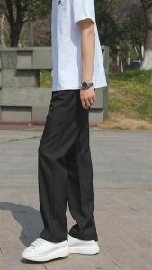 ส่งจากไทย กางเกงลำลอง กางเกงสูท ขากว้าง สไตล์ฮ่องกง ใส่สบาย เนื้อผ้าระบายอากาศได้ดี สีกากี/ดำ/ขาว